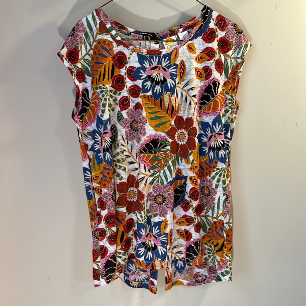 Jacobean jungle print linen top